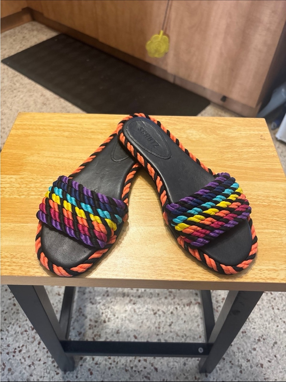 Schutz vibrant braided slide sandals 7.5